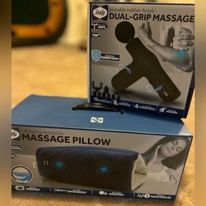 Sealy Dual-Grip Massager And Vibrating Foldable Massage Pillow New In Boxes
